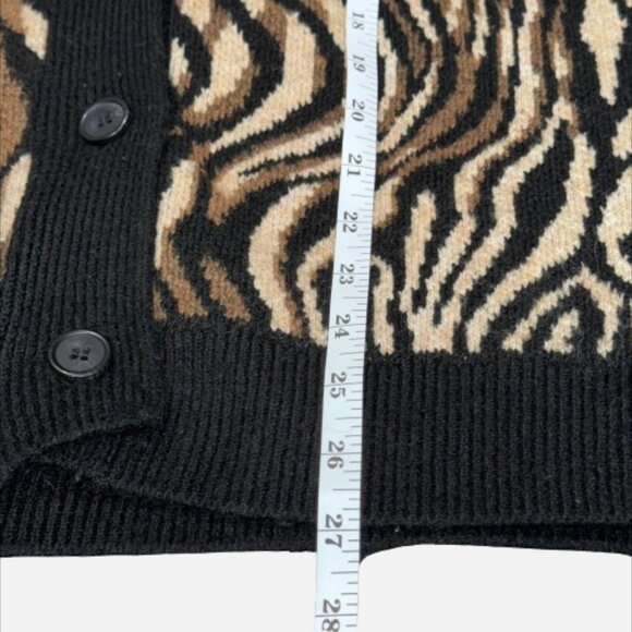 ZARA Safari Stripe Zebra Inspired Black Brown Tan Thick Cardigan (Size S) - Picture 9 of 15